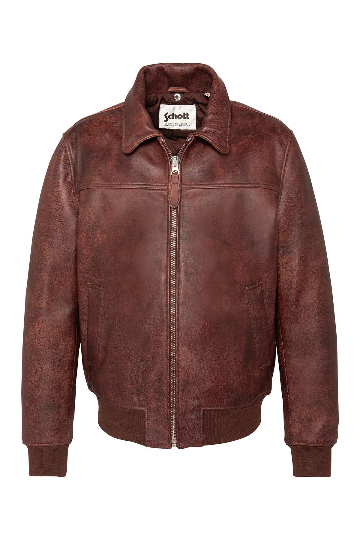 Aviator jacket in aged-look cowhide leather - Image n°3