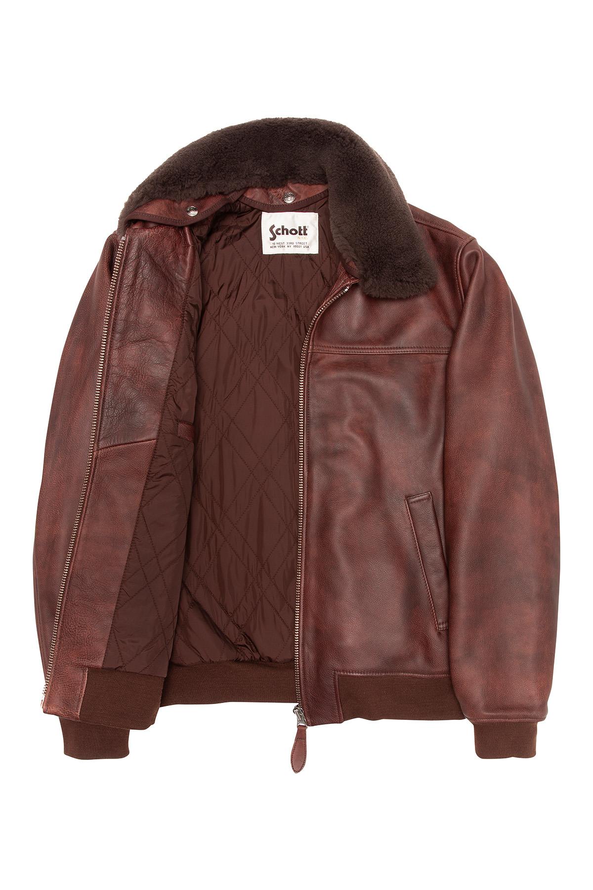 Aviator jacket in aged-look cowhide leather - Image n°4