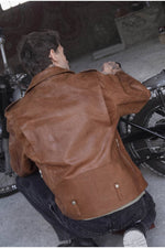Buco J-21R leather jacket - cognac Cow Vintage, warm golden caramel tone - Image n°4