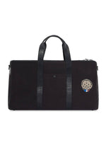 Travel bag in cotton canvas and black leather - Image n°5