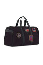 Travel bag in cotton canvas and black leather - Image n°4