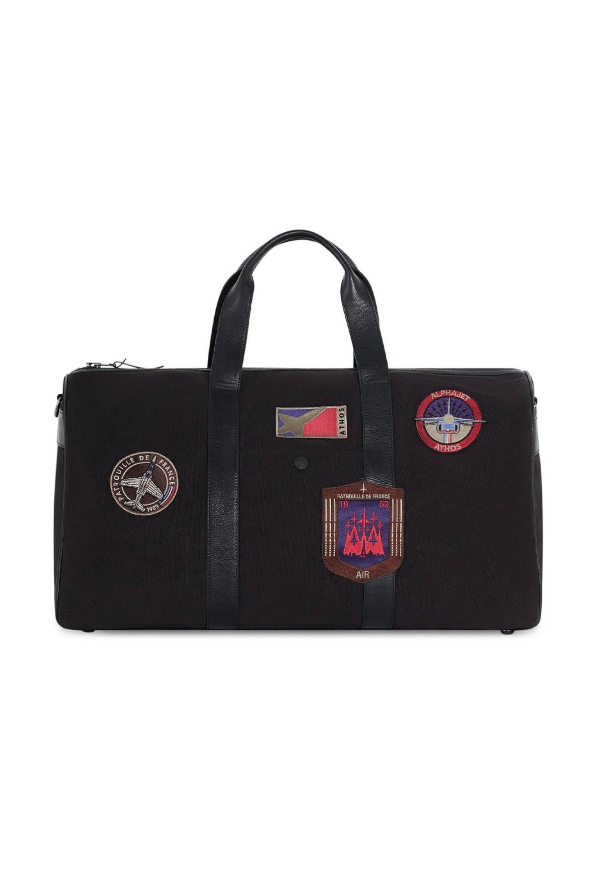 Travel bag in cotton canvas and black leather - Image n°3