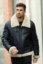 Navy blue men's Shearling Jacket! - Image n°4