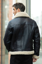 Navy blue men's Shearling Jacket! - Image n°3
