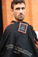 Orange sheepskin leather biker jacket - Image n°6