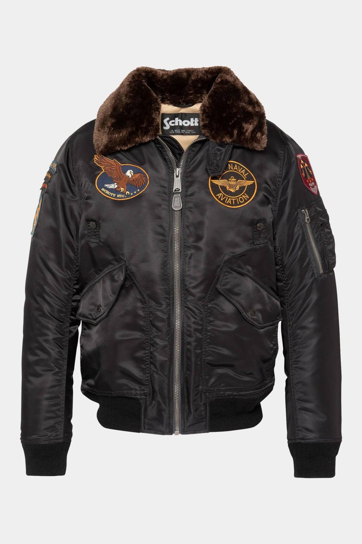 Black recycled nylon pilot jacket with patches - Image n°7
