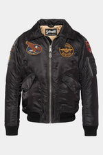 Black recycled nylon pilot jacket with patches - Image n°6