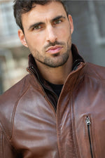 Vintage brown leather men's coat - Image n°4