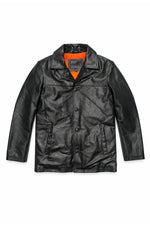 Men's black leather 3/4 jacket - Image n°3