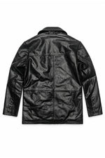 Men's black leather 3/4 jacket - Image n°4