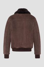 Brown shearling leather flight jacket - Image n°5