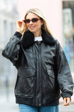 Schott's washed lambskin aviator, oversized for a modern, relaxed fit. - Image n°6