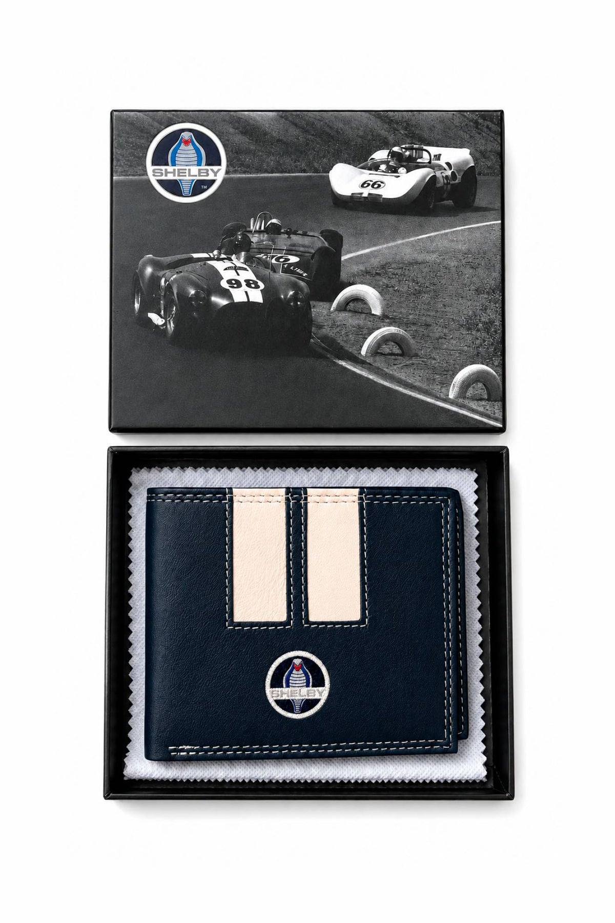 Navy blue Shelby leather wallet - Image n°1
