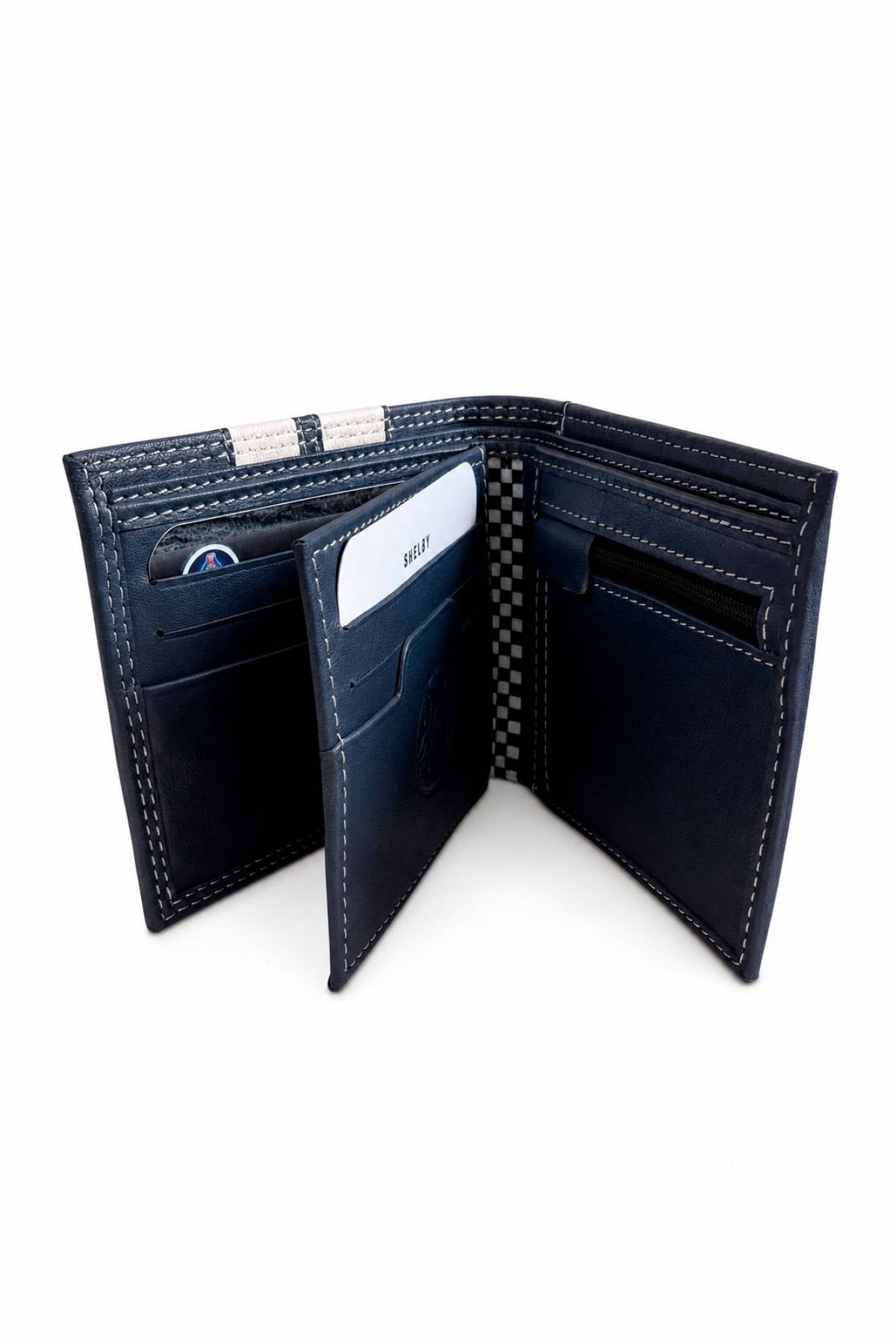 Navy blue Shelby leather wallet - Image n°2