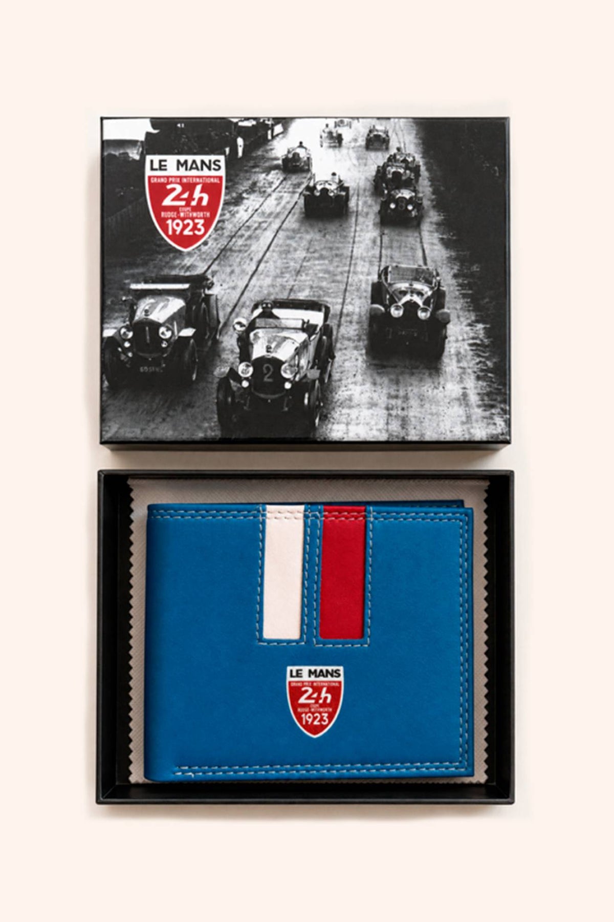 Le Mans wallet in ocean blue leather - Image n°1
