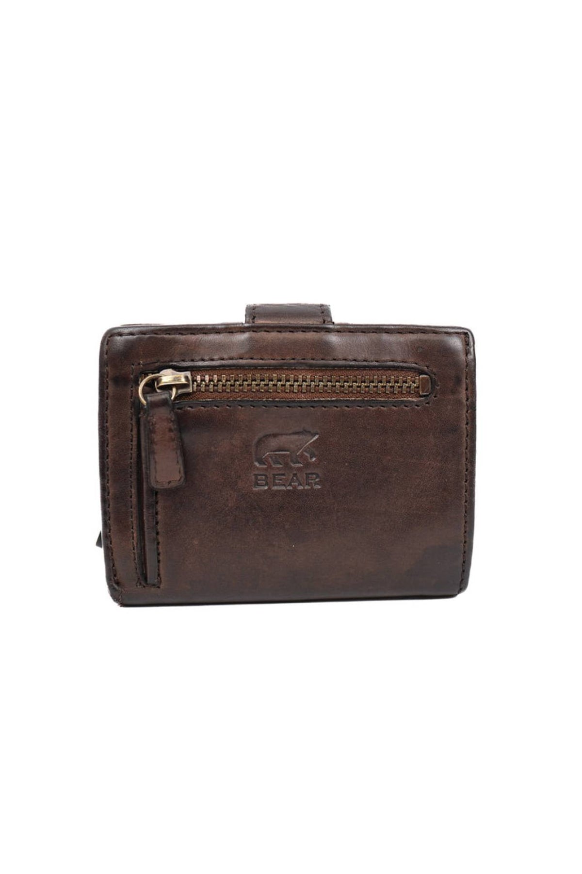 Aged-look brown leather wallet - Image n°3