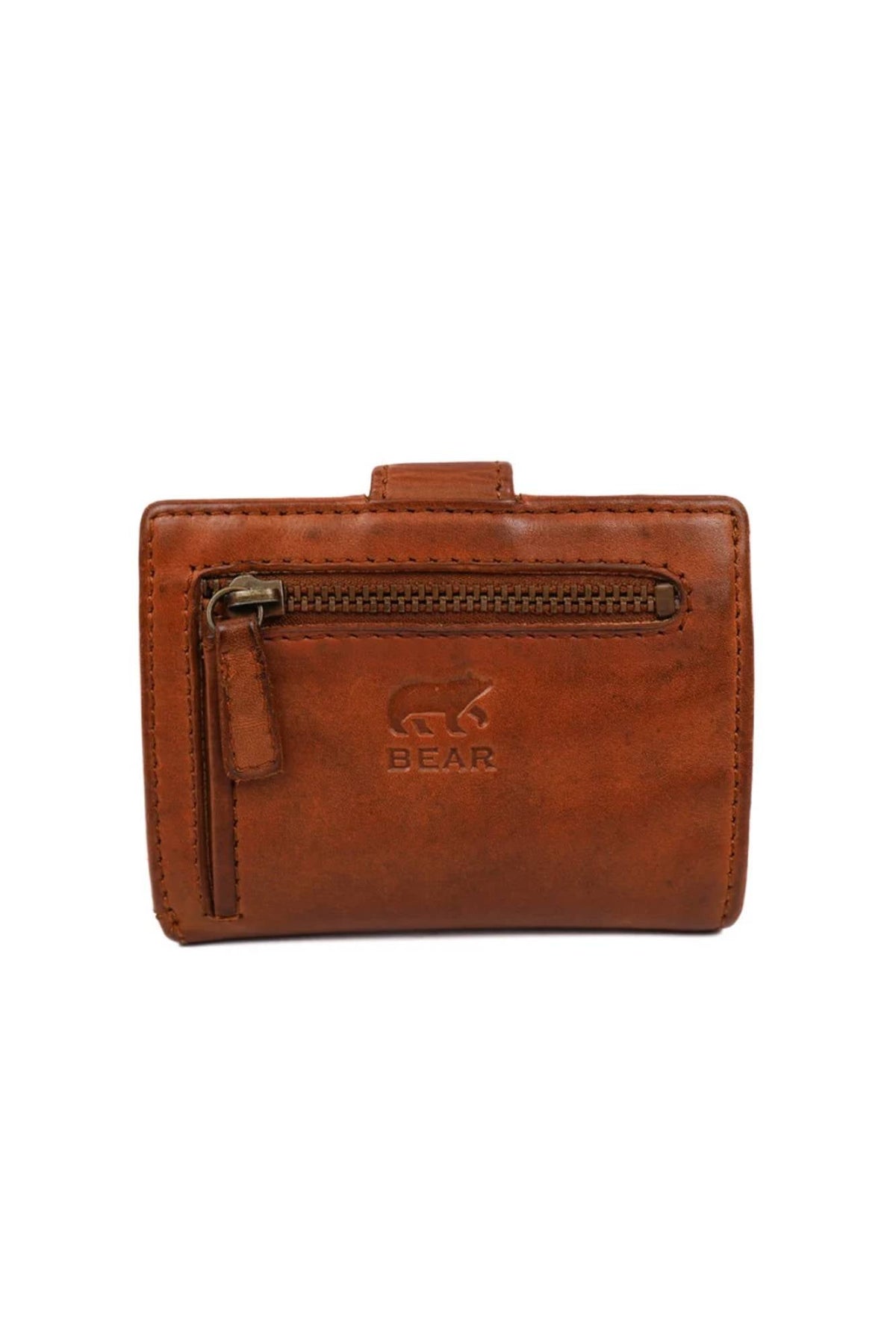 Aged-look cognac leather wallet - Image n°3