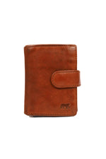 Aged-look cognac leather wallet - Image n°1