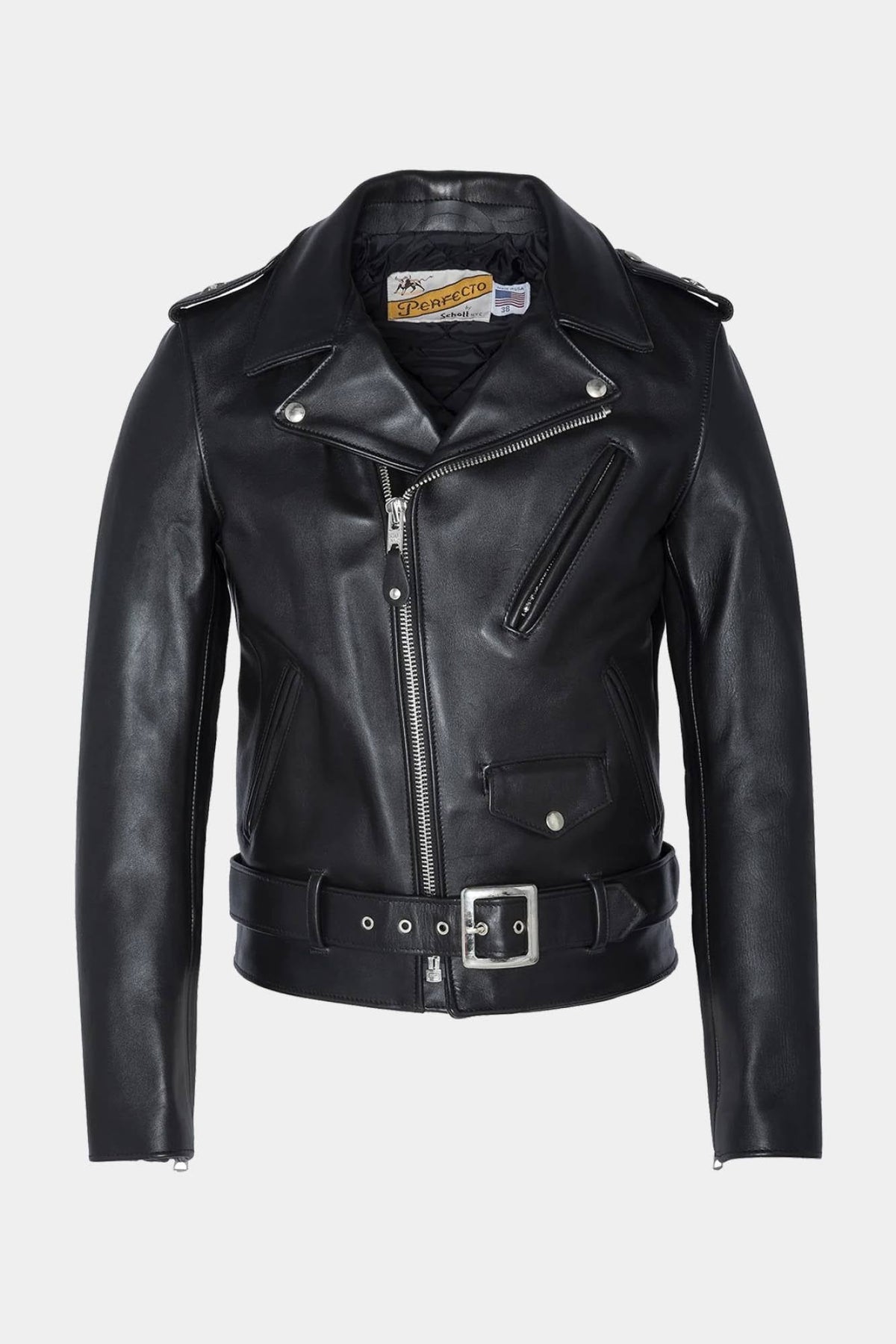 613S Slim Fit Perfecto® by Schott-black steerhide, slim, iconic. - Image n°7