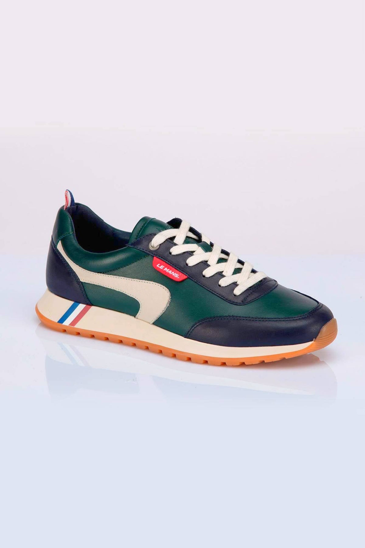 Men's green cowhide leather sneakers - Image n°2