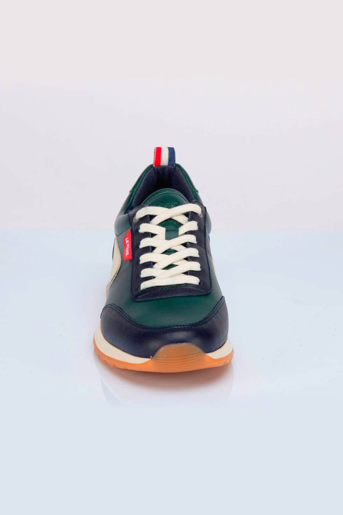 Men's green cowhide leather sneakers - Image n°3