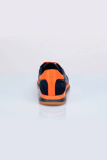 Blue and orange leather racing-style sneakers - Image n°3