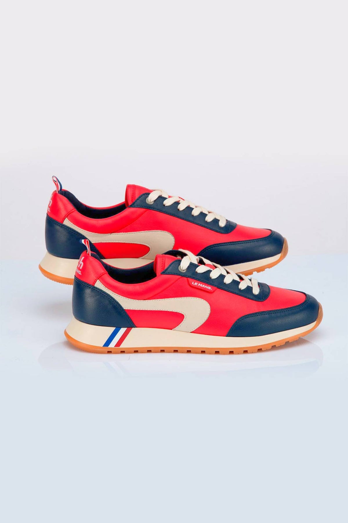 Dark red leather racing sneakers - Image n°1