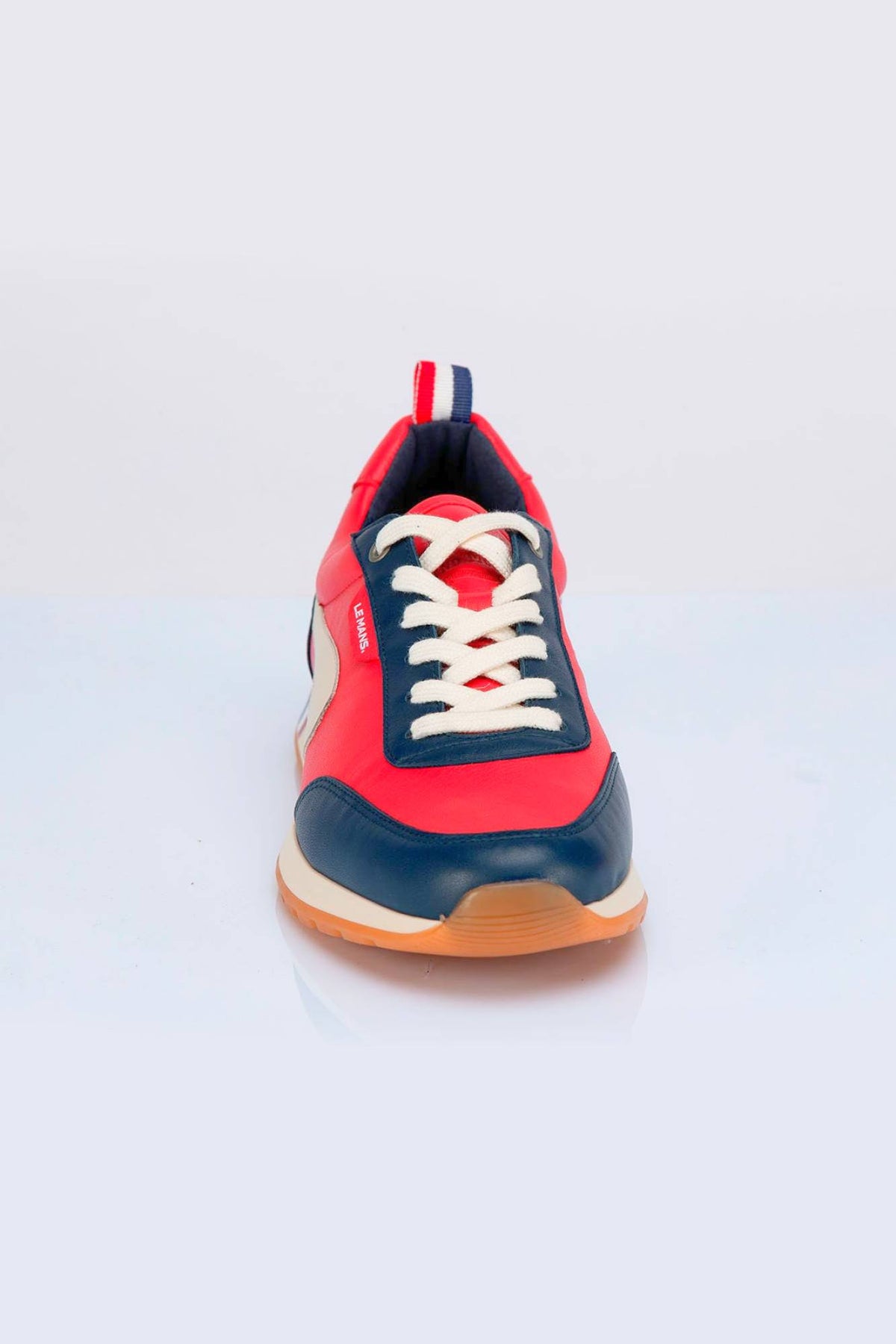 Dark red leather racing sneakers - Image n°2