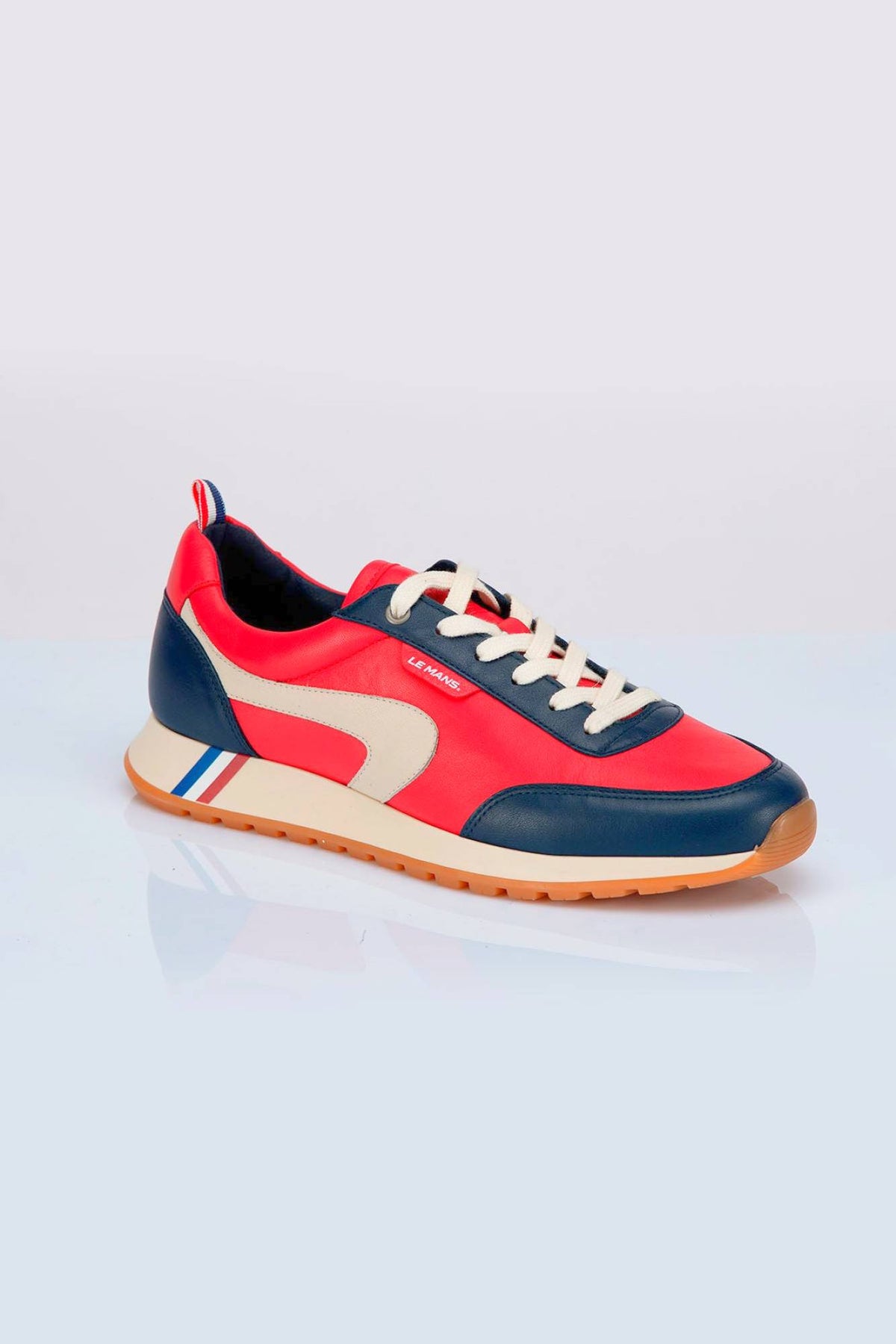 Dark red leather racing sneakers - Image n°4