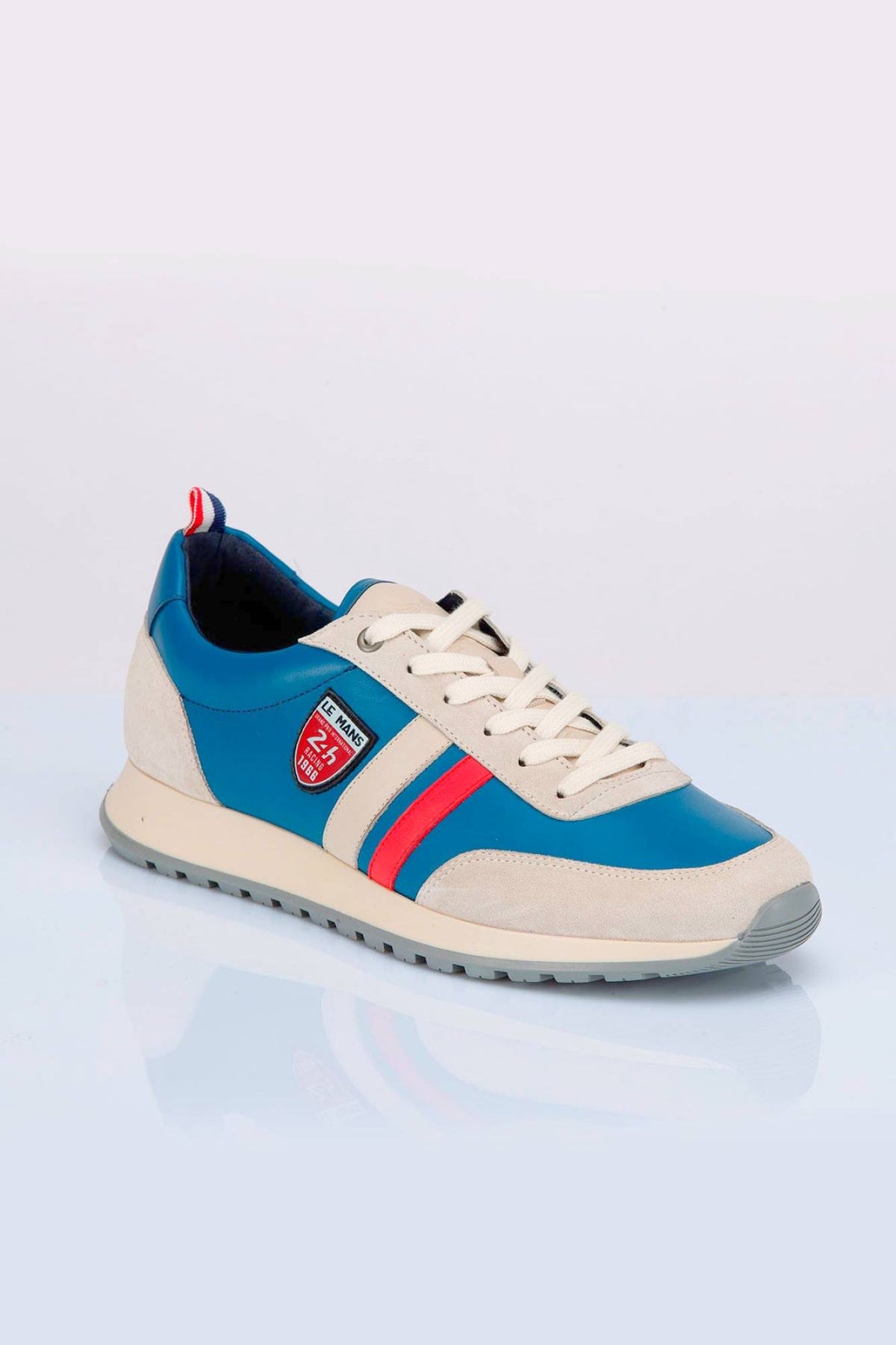 Ocean blue racing leather sneakers - Image n°2