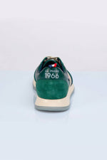 Racing-style green cowhide leather sneakers - Image n°3