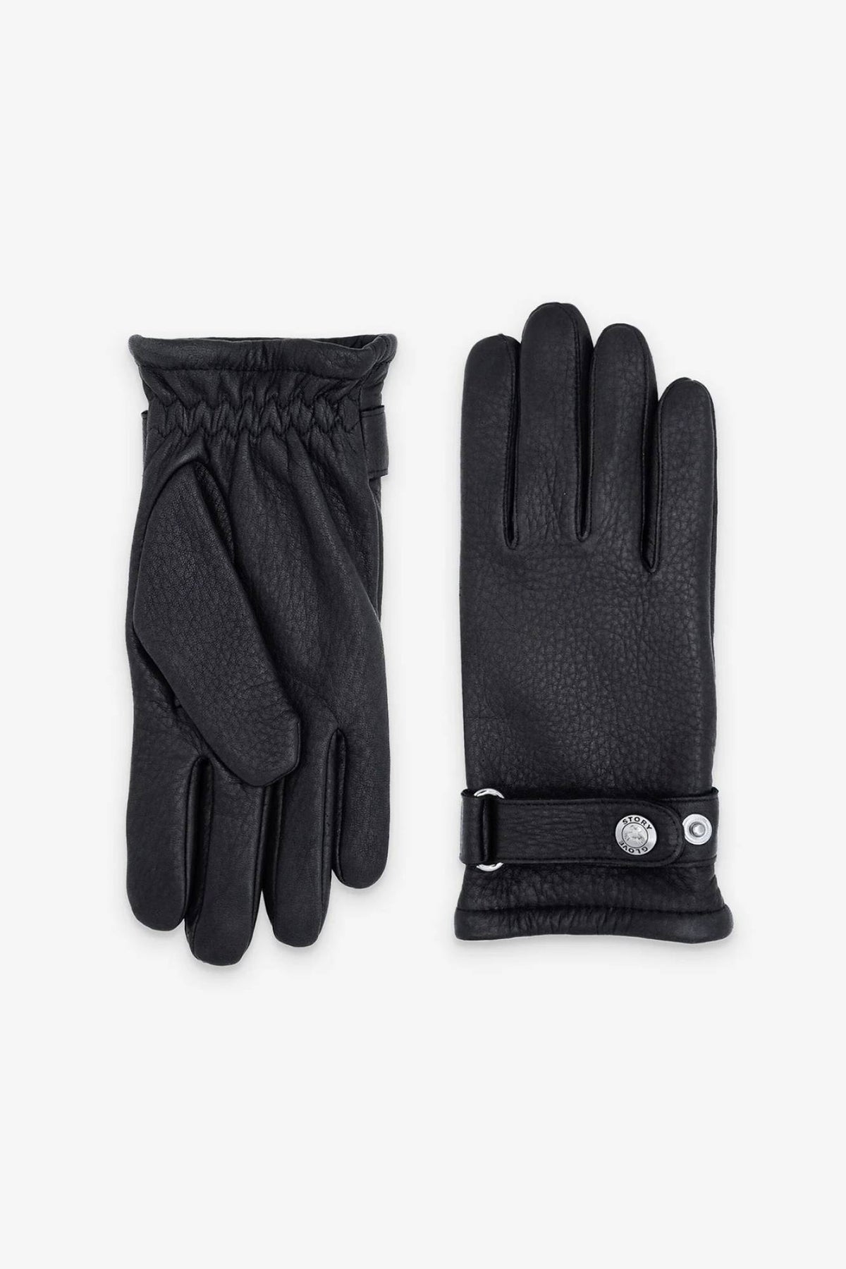 Black deer leather gloves - Image n°1