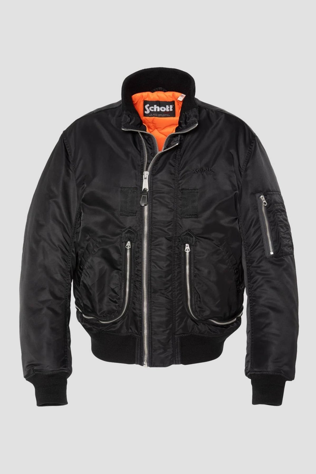Black tactical double-zip bomber jacket with an oversized fit - Image n°5