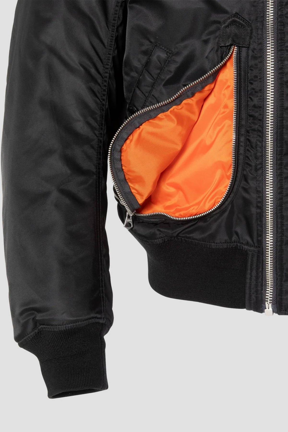 Black tactical double-zip bomber jacket with an oversized fit - Image n°7