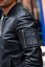 Redskins' navy sheep leather bomber, Patrouille de France-inspired. - Image n°3