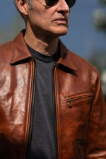 Master Supply Co Bonneville leather jacket - Burnt Sienna full-grain, half-belt - Image n°5