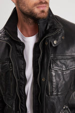 Black vintage lambskin: a durable and supple biker jacket. - Image n°2
