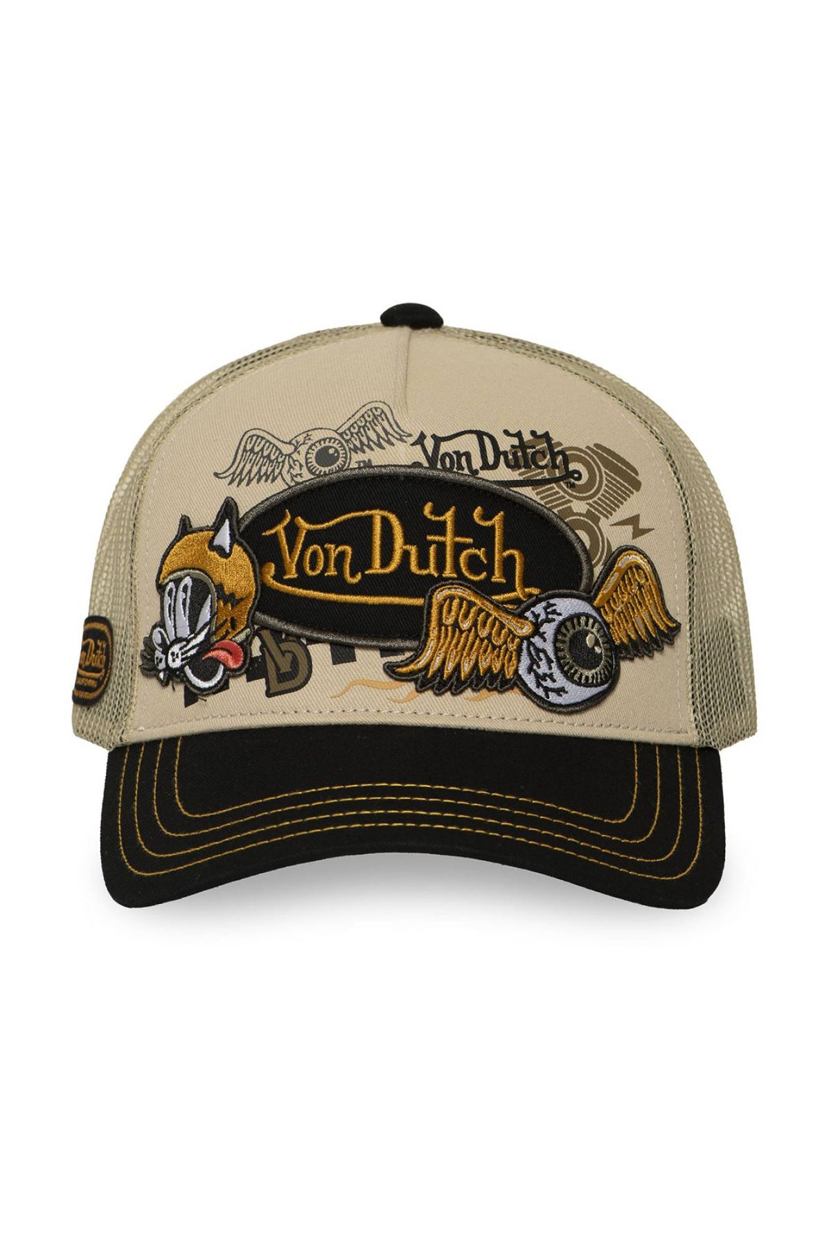Beige cap with embroidered patches - Image n°2