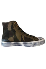 Military-style high-top canvas shoe with embroidered patch - Image n°2