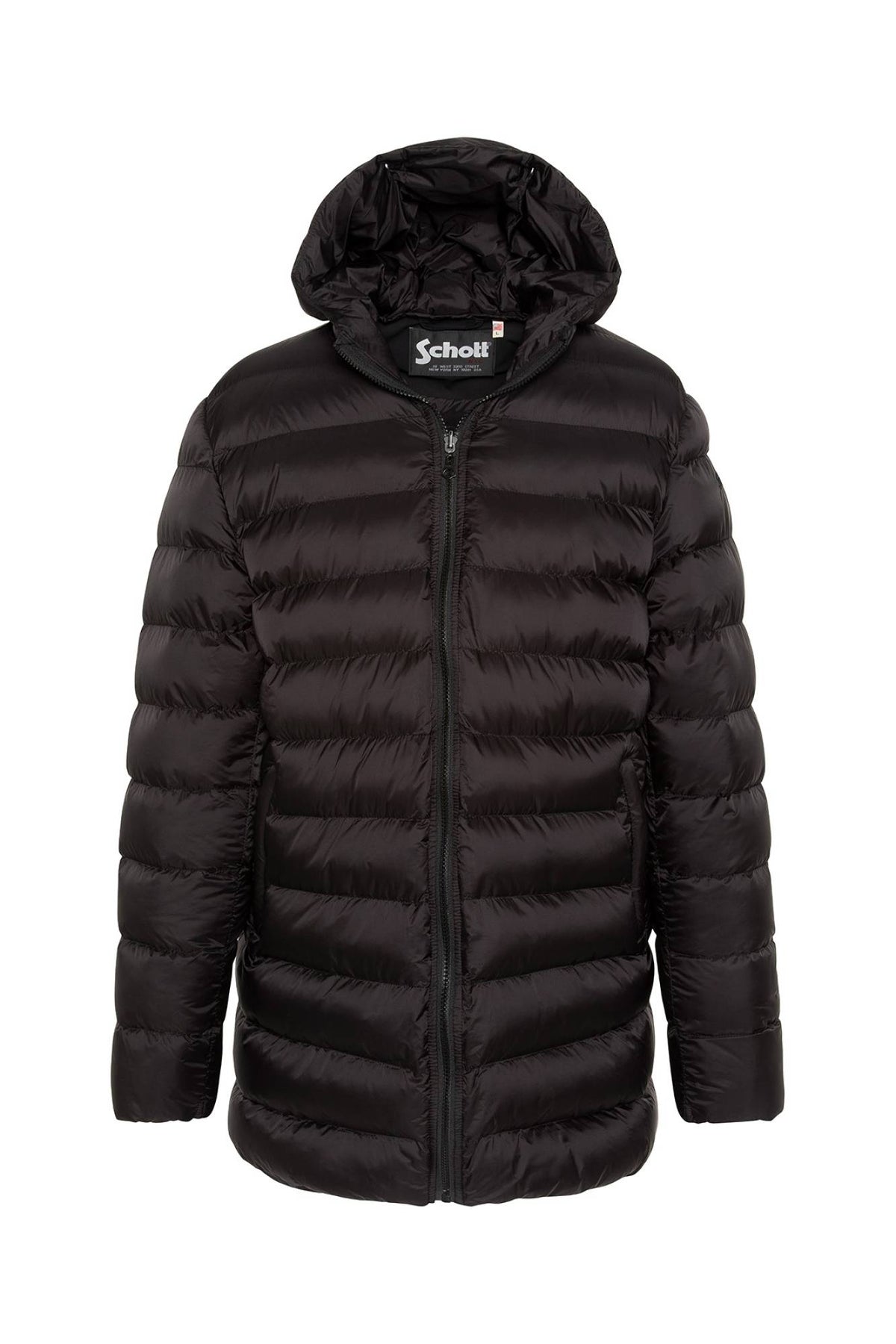 Black mid-length 2-in-1 nylon parka - Image n°1