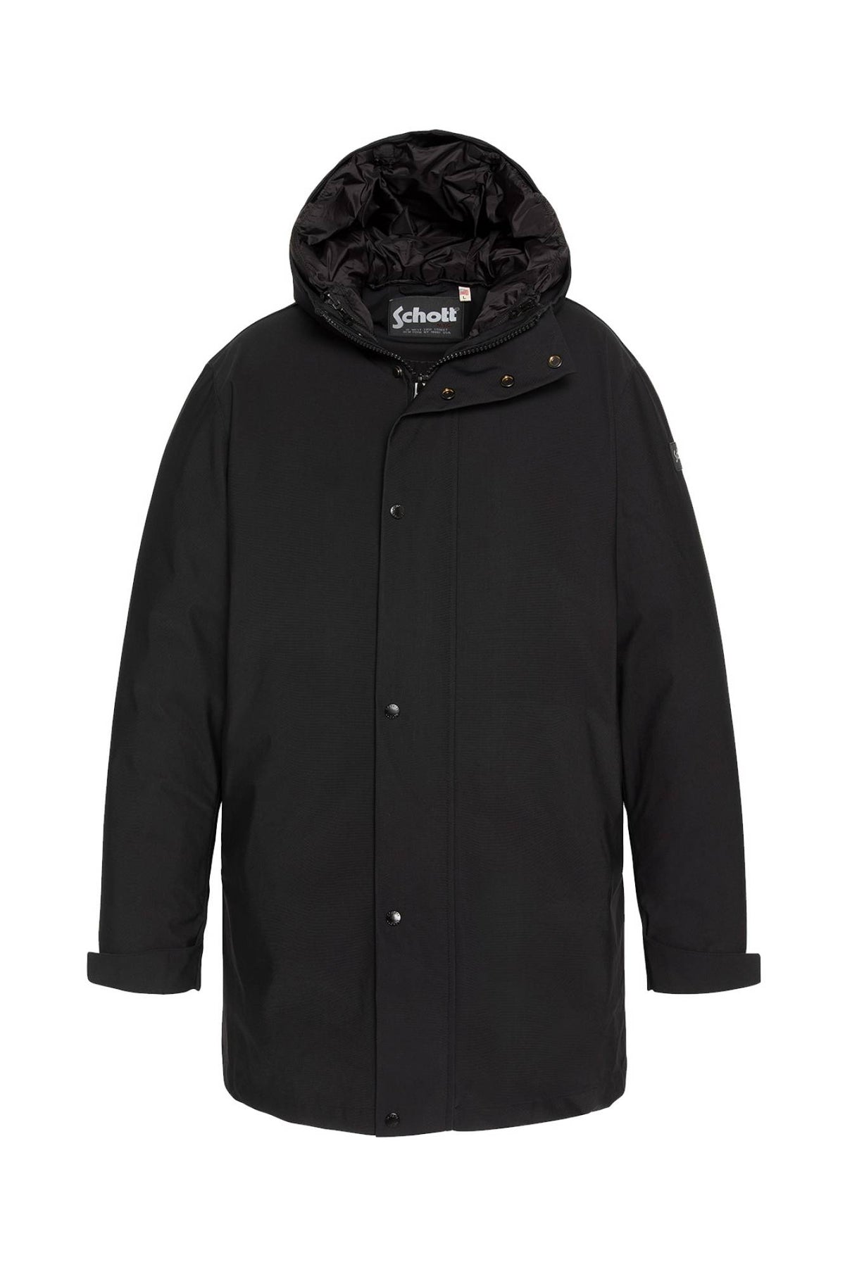 Black mid-length 2-in-1 nylon parka - Image n°4
