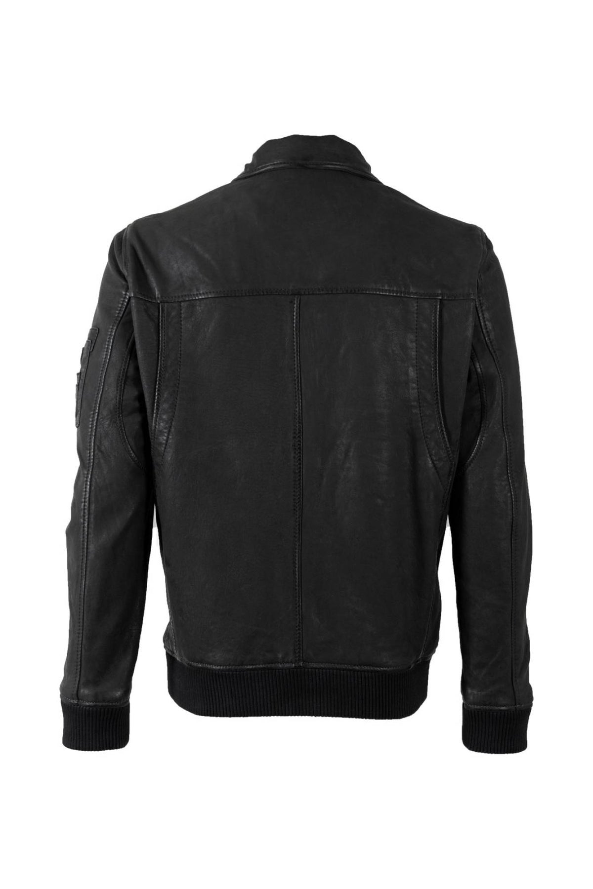 Black lambskin flight jacket with shirt collar and throat latch - Image n°2