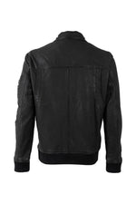 Black lambskin flight jacket with shirt collar and throat latch - Image n°2