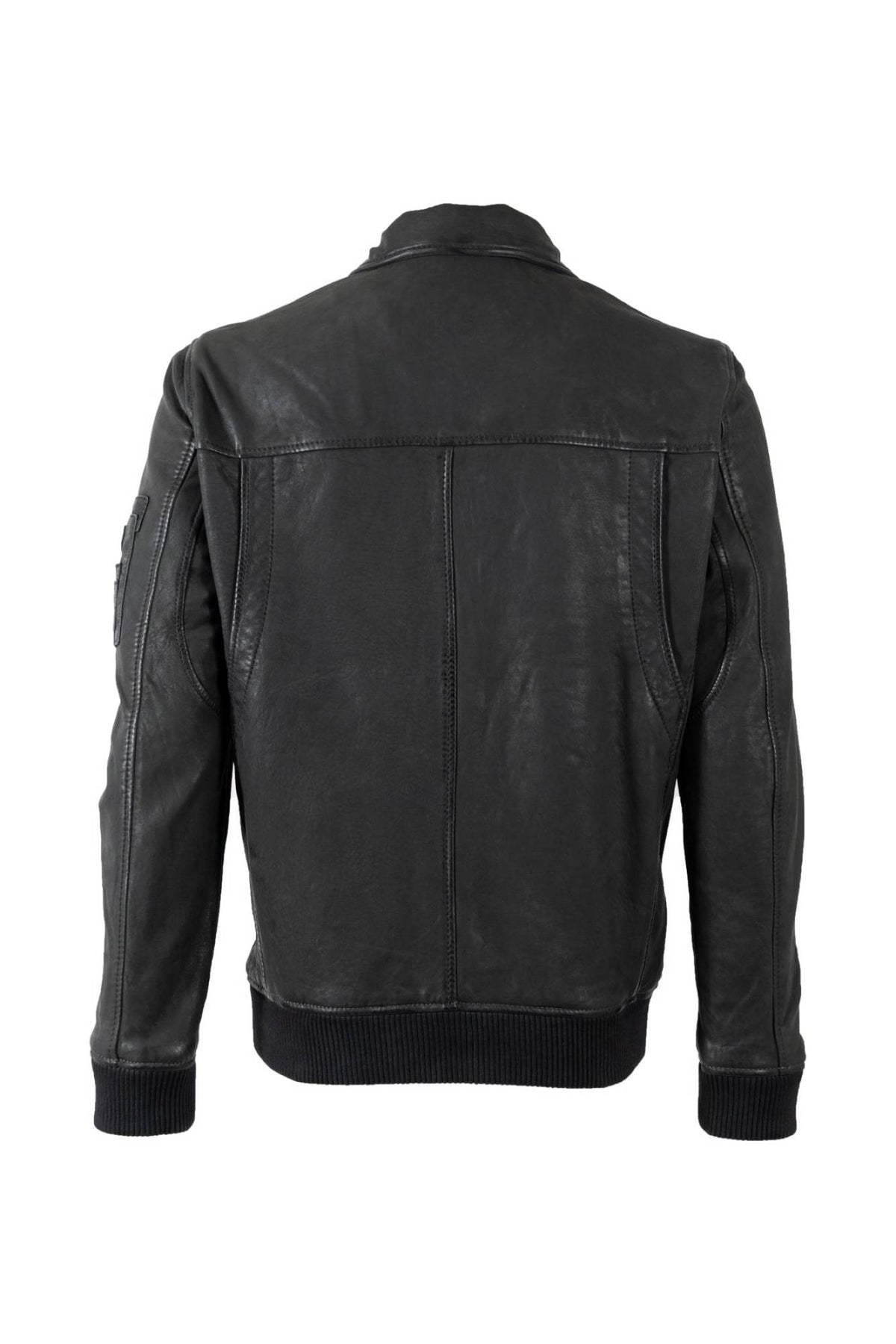 Dark green lambskin flight jacket with shirt collar - Image n°2