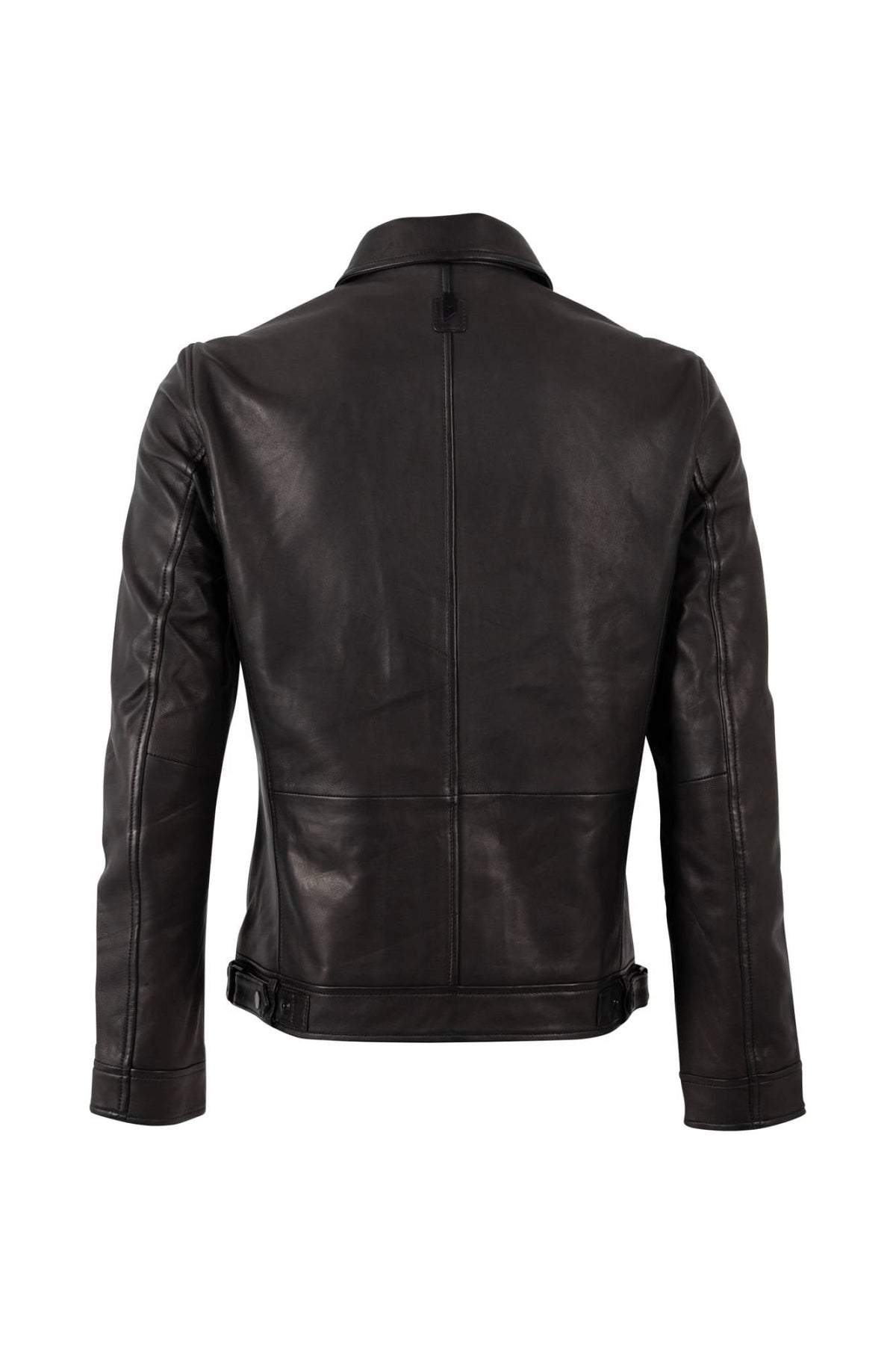 Soft black lambskin jacket with a refined shirt collar - Image n°2