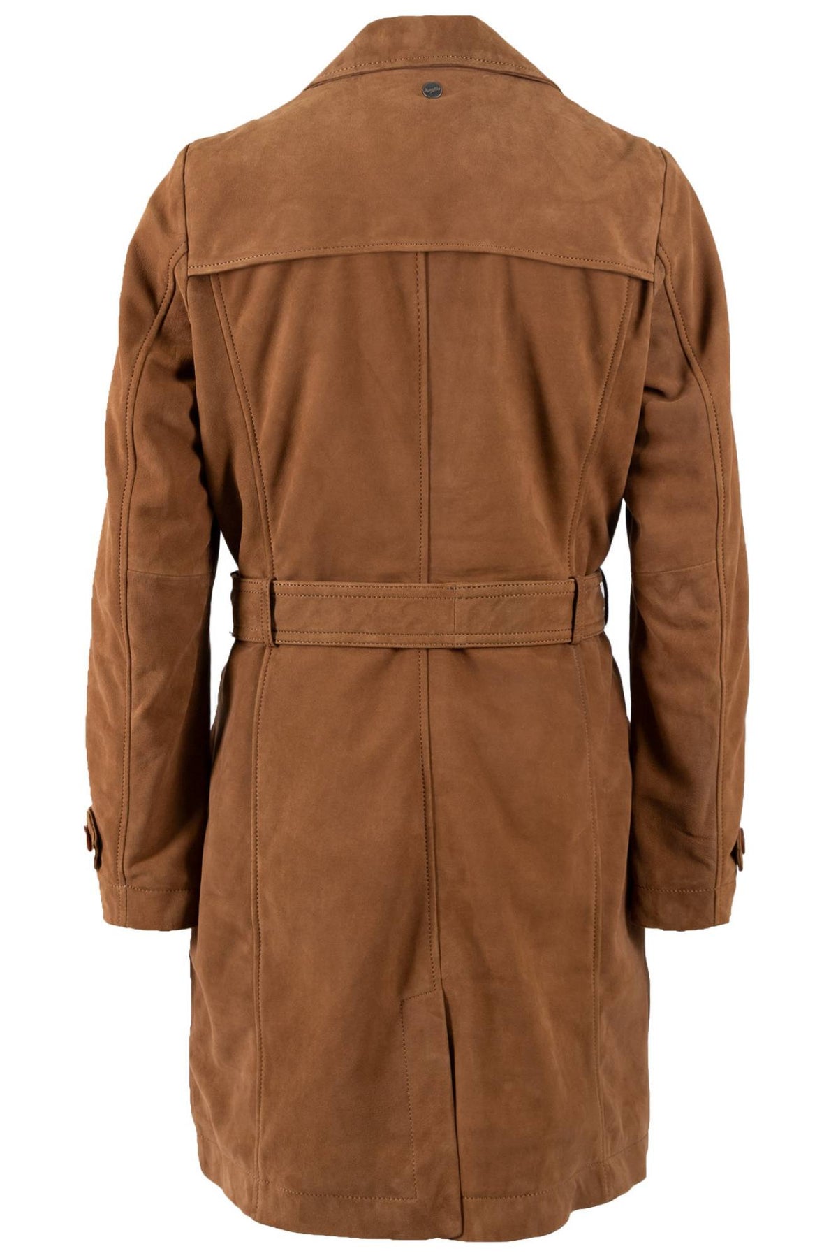 Camel suede lambskin belted coat - Image n°2