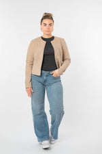 Women's cream suede lambskin Spencer jacket - Image n°5