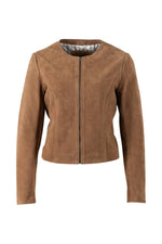 Women's camel suede lambskin spencer jacket - Image n°3