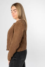 Women's camel suede lambskin spencer jacket - Image n°7
