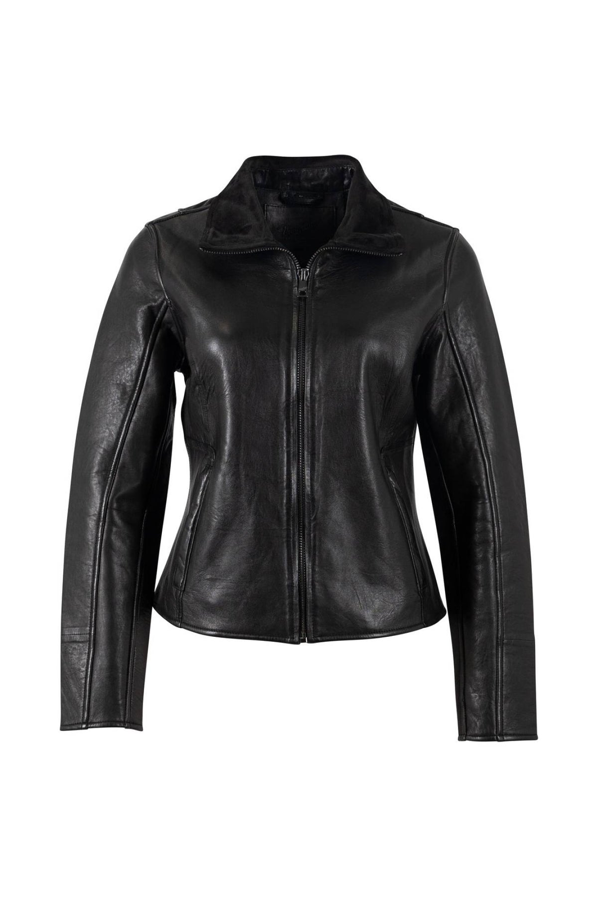 Sleek black lambskin women's jacket - Image n°1
